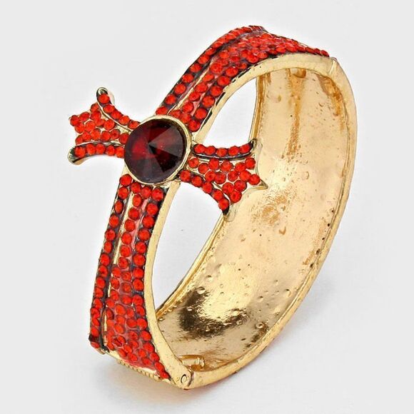 Cross Red Rhinestone Evening Bracelet - Picture 1 of 7